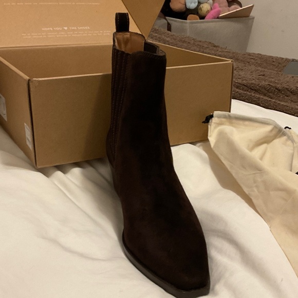 Madewell Chocolate Suede Ankle Boots - Picture 2 of 3